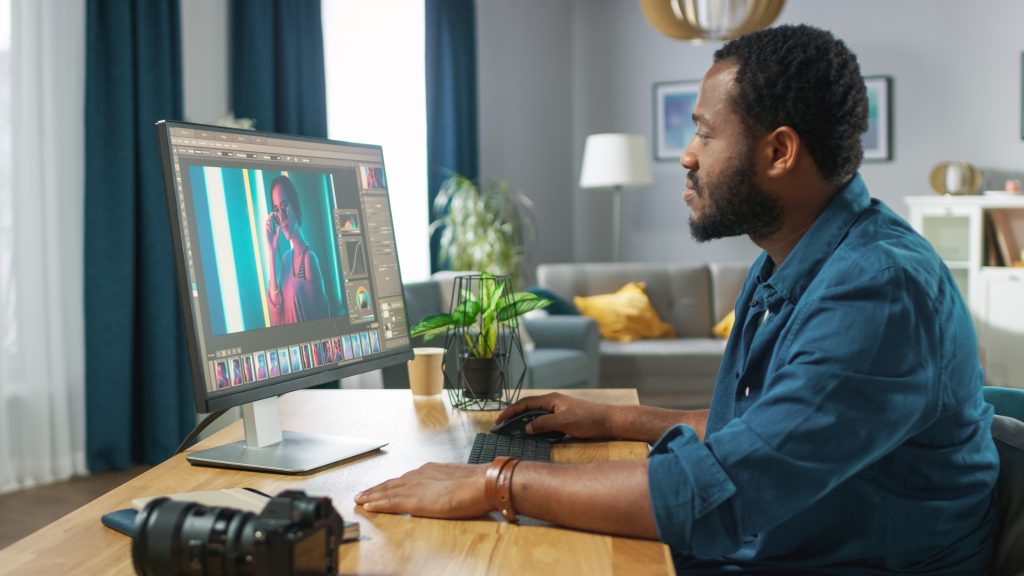 A graphics designer creating a brand color palette